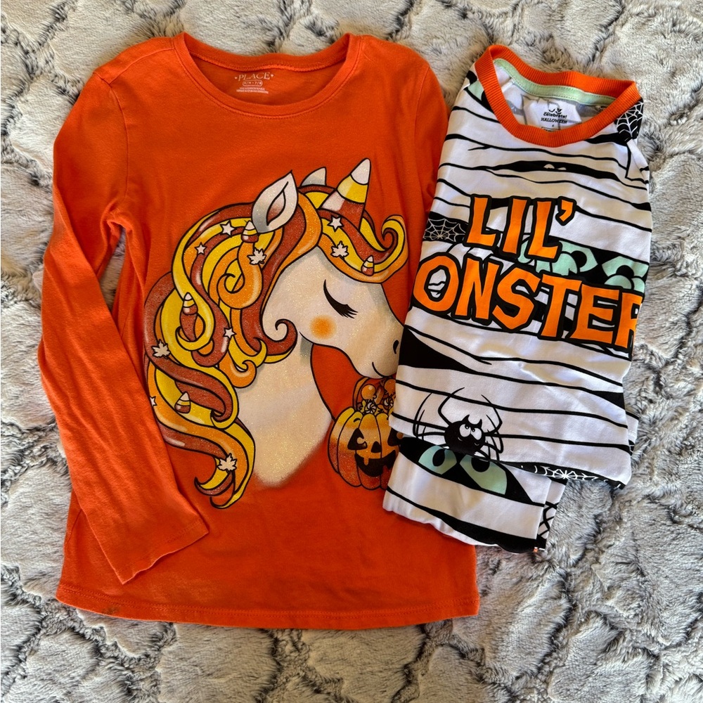 2 pack- Halloween Pajamas size 6 and Halloween long sleeve shirt size 7/8